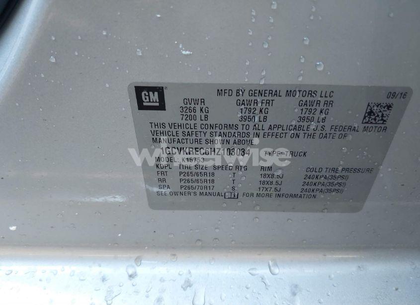 Photo 8 of 2017 Chevrolet Silverado 1500 1LT (VIN 1GCVKREC6HZ103034)