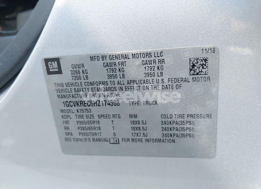 Photo 9 of 2017 Chevrolet Silverado 1500 2LT (VIN 1GCVKREC6HZ174508)