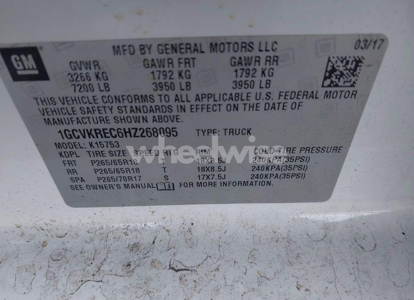 Photo 9 of 2017 Chevrolet Silverado 1500 2LT (VIN 1GCVKREC6HZ268095)