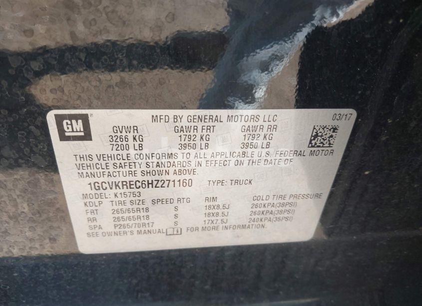 Photo 9 of 2017 Chevrolet Silverado 1500 2LT (VIN 1GCVKREC6HZ271160)