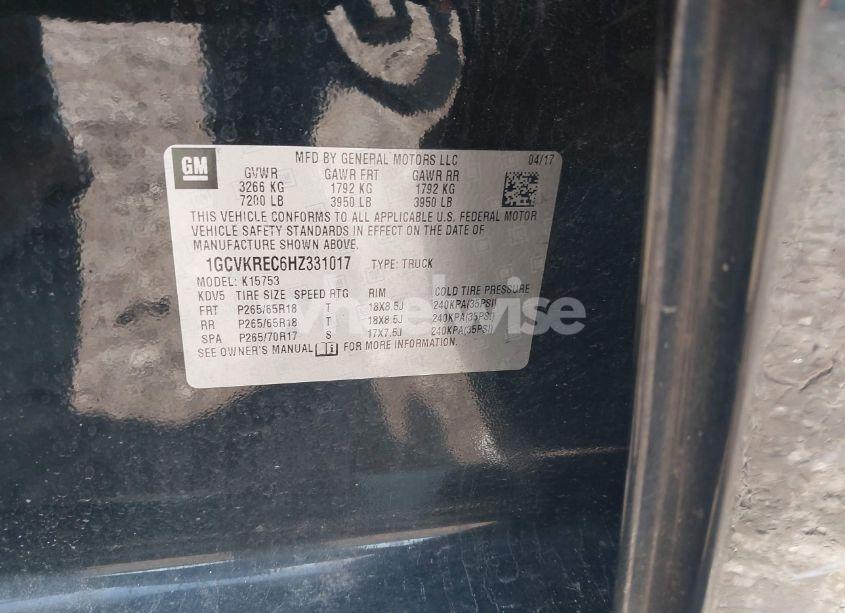 Photo 9 of 2017 Chevrolet Silverado 1500 1LT (VIN 1GCVKREC6HZ331017)
