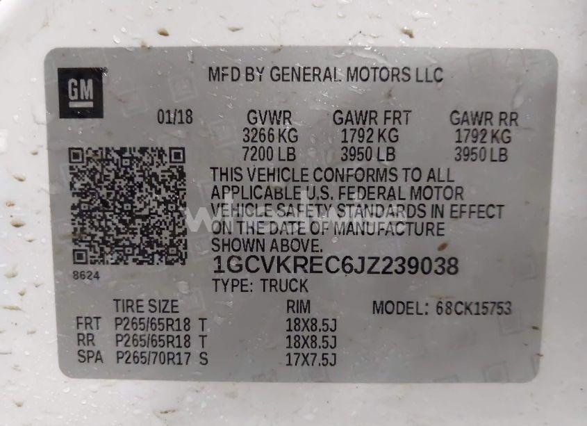 Photo 9 of 2018 Chevrolet Silverado 1500 2LT (VIN 1GCVKREC6JZ239038)
