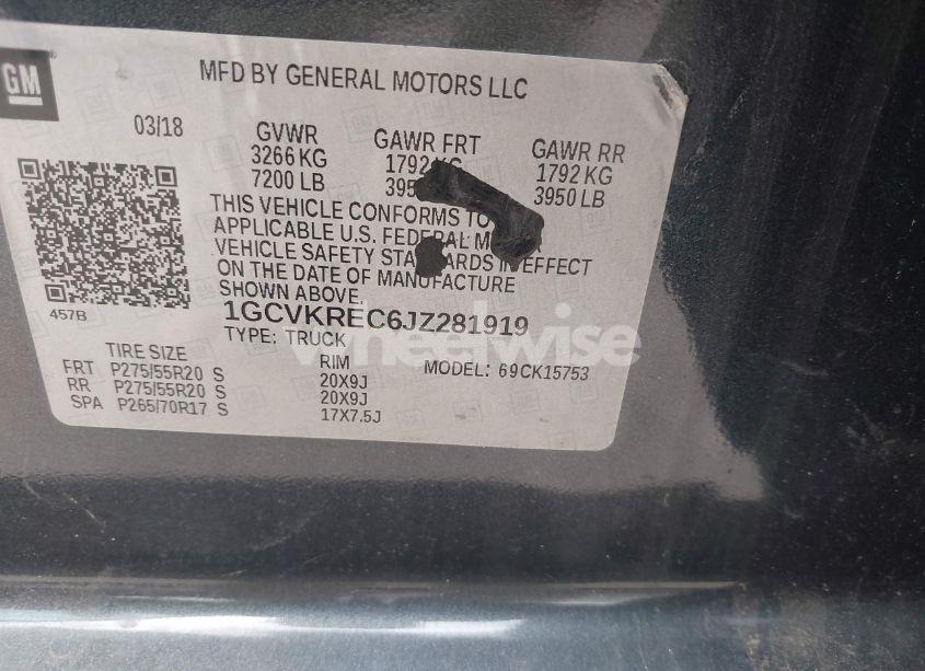 Photo 9 of 2018 Chevrolet Silverado 1500 2LT (VIN 1GCVKREC6JZ281919)