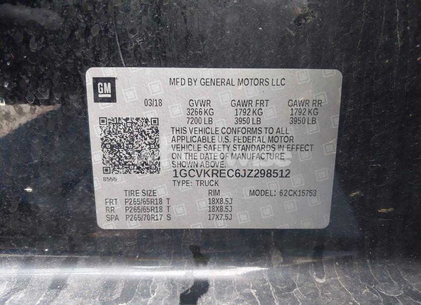 Photo 9 of 2018 Chevrolet Silverado 1500 2LT (VIN 1GCVKREC6JZ298512)