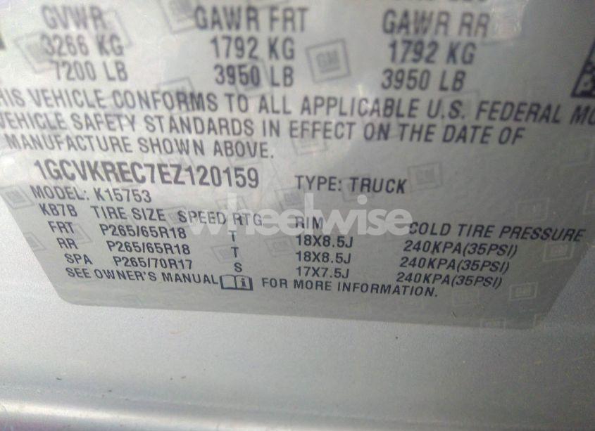 Photo 9 of 2014 Chevrolet Silverado 1500 2LT (VIN 1GCVKREC7EZ120159)