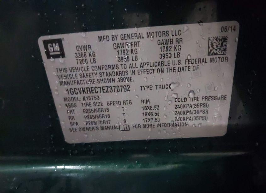 Photo 9 of 2014 Chevrolet Silverado 1500 1LT (VIN 1GCVKREC7EZ370792)