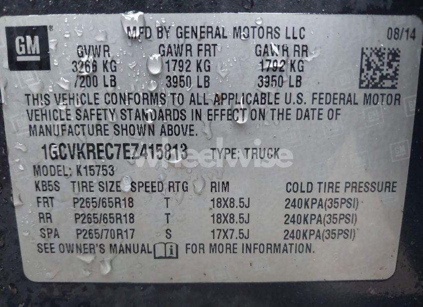 Photo 9 of 2014 Chevrolet Silverado 1500 2LT (VIN 1GCVKREC7EZ415813)