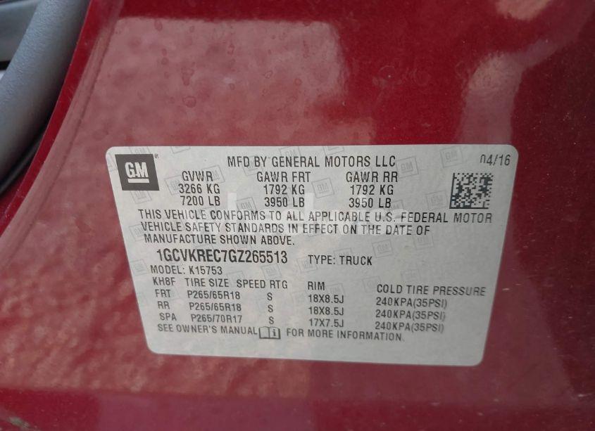 Photo 9 of 2016 Chevrolet Silverado 1500 LT (VIN 1GCVKREC7GZ265513)