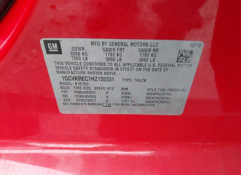 Photo 9 of 2017 Chevrolet Silverado 1500 2LT (VIN 1GCVKREC7HZ135331)