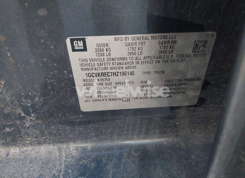 Photo 9 of 2017 Chevrolet Silverado 1500 2LT (VIN 1GCVKREC7HZ196145)