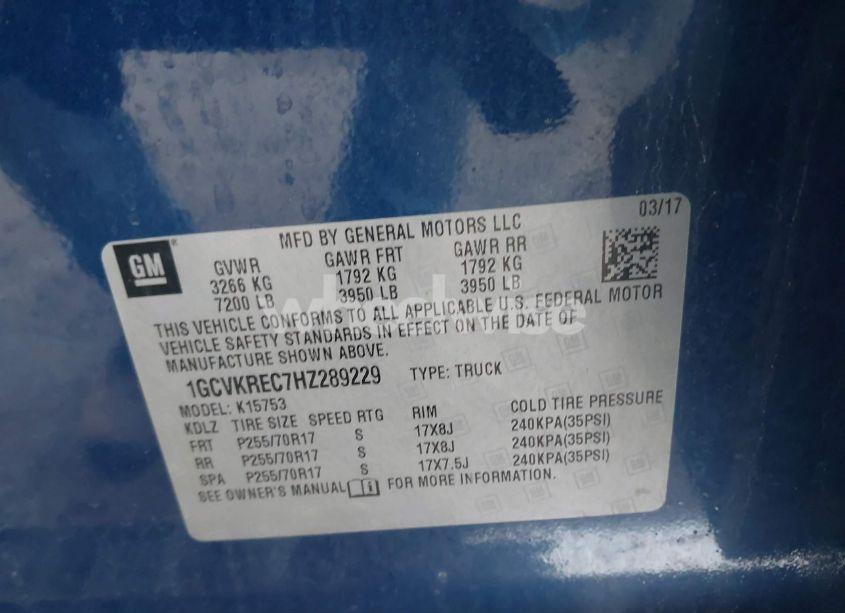 Photo 9 of 2017 Chevrolet Silverado 1500 1LT (VIN 1GCVKREC7HZ289229)