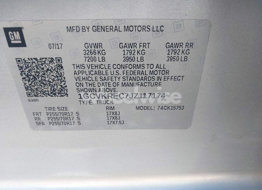 Photo 9 of 2018 Chevrolet Silverado 1500 1LT (VIN 1GCVKREC7JZ117174)