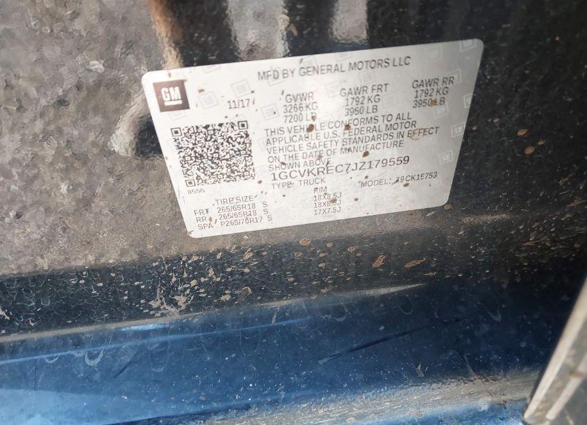 Photo 9 of 2018 Chevrolet Silverado 1500 2LT (VIN 1GCVKREC7JZ179559)