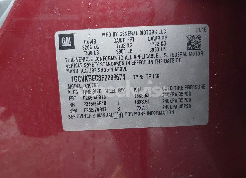 Photo 9 of 2015 Chevrolet Silverado 1500 2LT (VIN 1GCVKREC8FZ238674)