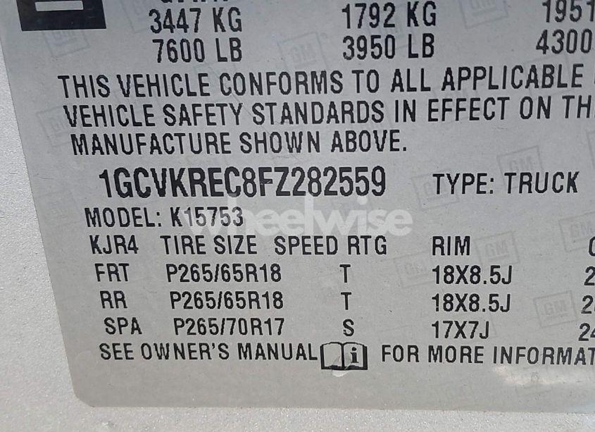 Photo 9 of 2015 Chevrolet Silverado 1500 1LT (VIN 1GCVKREC8FZ282559)