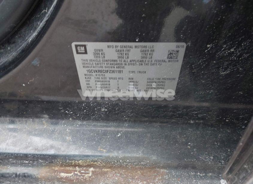 Photo 9 of 2015 Chevrolet Silverado 1500 2LT (VIN 1GCVKREC8FZ361181)