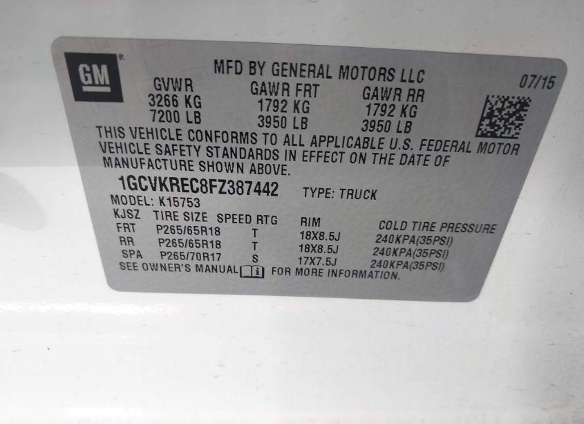 Photo 9 of 2015 Chevrolet Silverado 1500 2LT (VIN 1GCVKREC8FZ387442)