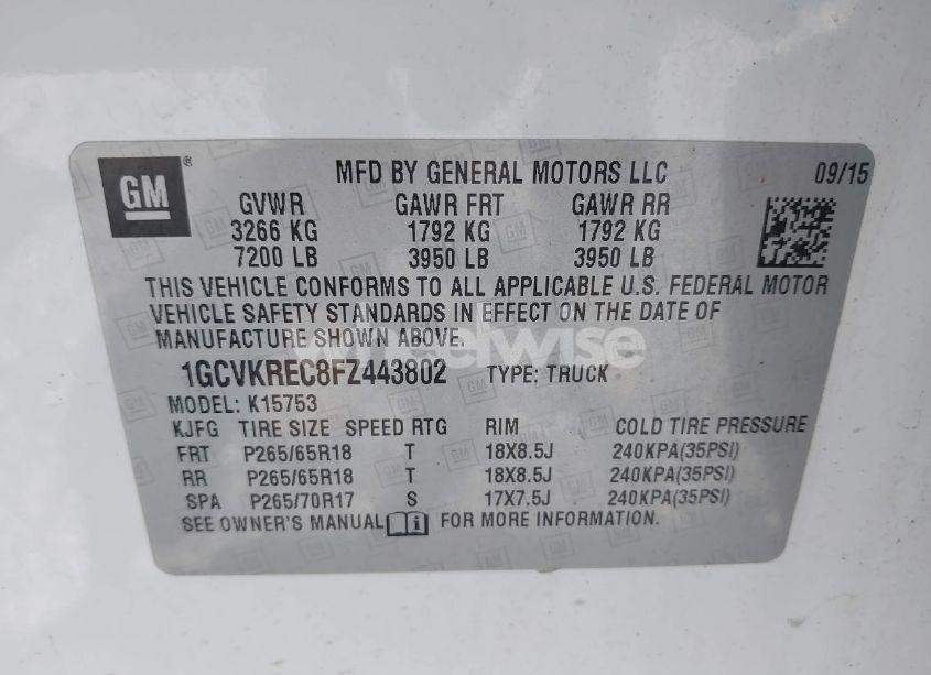 Photo 9 of 2015 Chevrolet Silverado 1500 1LT (VIN 1GCVKREC8FZ443802)