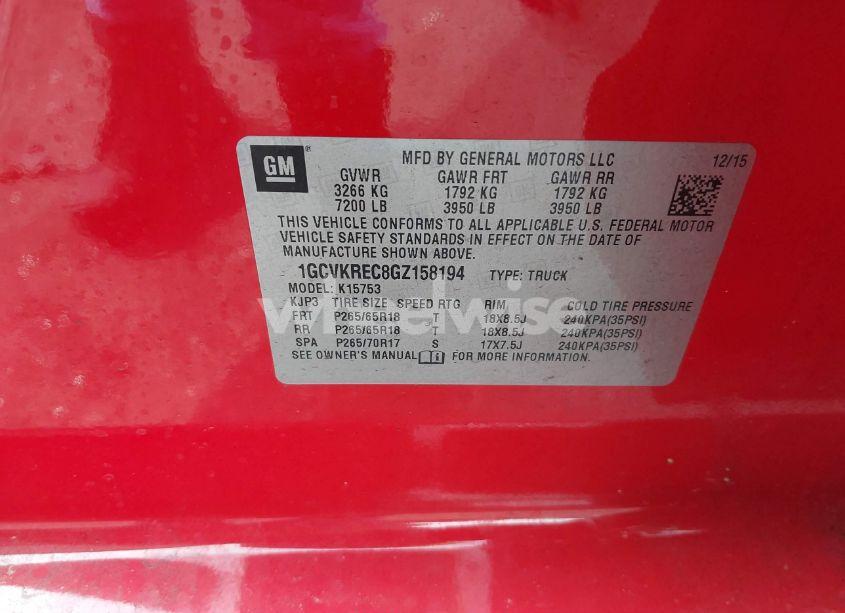 Photo 9 of 2016 Chevrolet Silverado 1500 2LT (VIN 1GCVKREC8GZ158194)