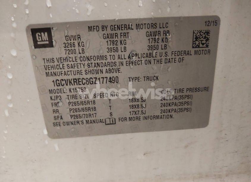 Photo 9 of 2016 Chevrolet Silverado 1500 2LT (VIN 1GCVKREC8GZ177490)