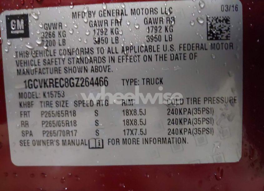 Photo 9 of 2016 Chevrolet Silverado 1500 2LT (VIN 1GCVKREC8GZ264466)