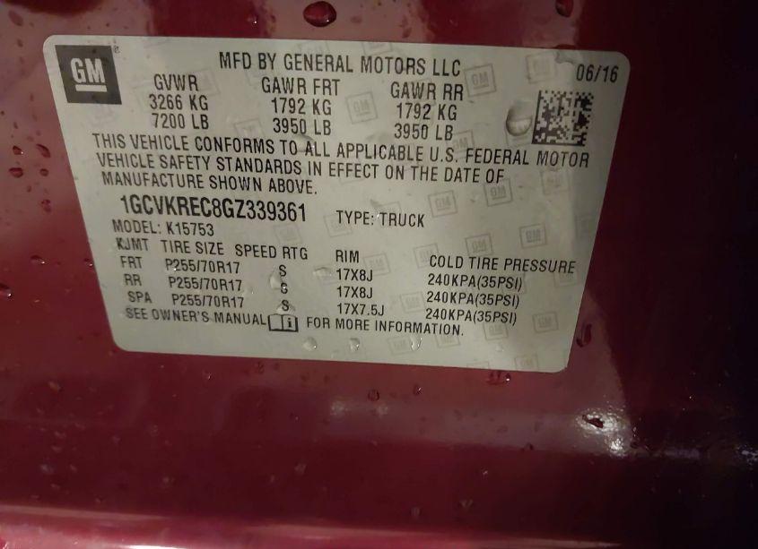 Photo 9 of 2016 Chevrolet Silverado 1500 1LT (VIN 1GCVKREC8GZ339361)