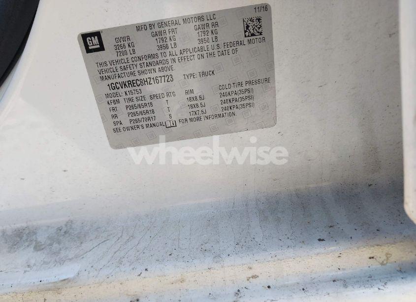 Photo 9 of 2017 Chevrolet Silverado 1500 2LT (VIN 1GCVKREC8HZ167723)