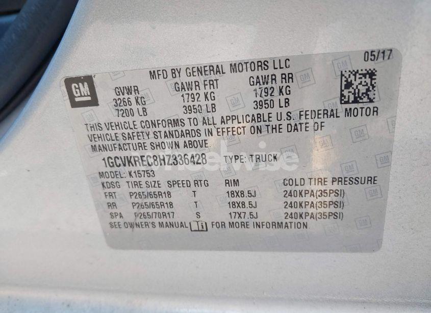 Photo 9 of 2017 Chevrolet Silverado 1500 2LT (VIN 1GCVKREC8HZ336428)