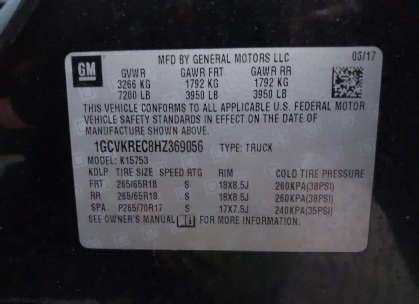 Photo 9 of 2017 Chevrolet Silverado 1500 2LT (VIN 1GCVKREC8HZ369056)