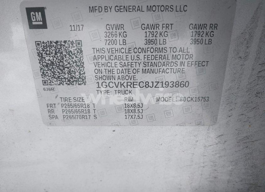 Photo 9 of 2018 Chevrolet Silverado 1500 2LT (VIN 1GCVKREC8JZ193860)