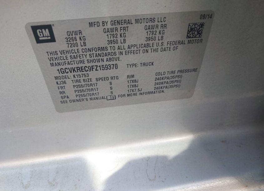 Photo 9 of 2015 Chevrolet Silverado 1500 1LT (VIN 1GCVKREC9FZ159370)