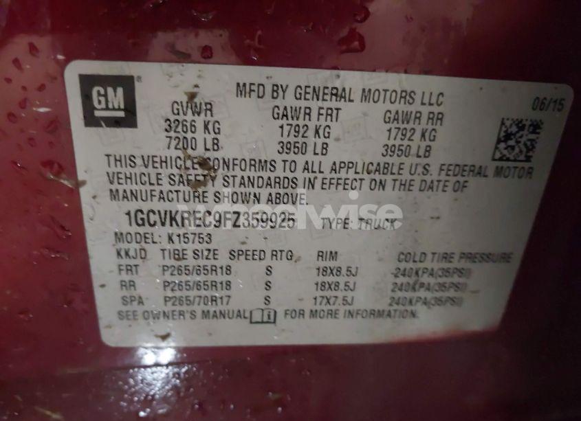 Photo 9 of 2015 Chevrolet Silverado 1500 1LT (VIN 1GCVKREC9FZ359925)