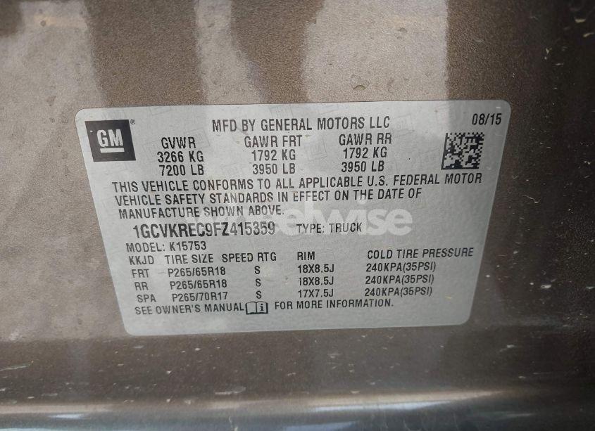 Photo 9 of 2015 Chevrolet Silverado 1500 1LT (VIN 1GCVKREC9FZ415359)