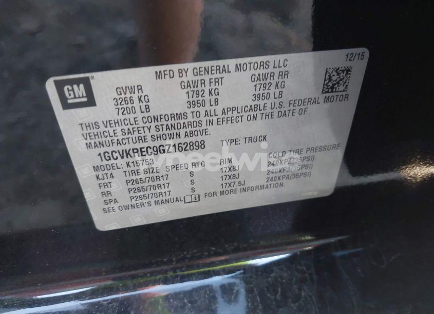 Photo 9 of 2016 Chevrolet Silverado 1500 1LT (VIN 1GCVKREC9GZ162898)