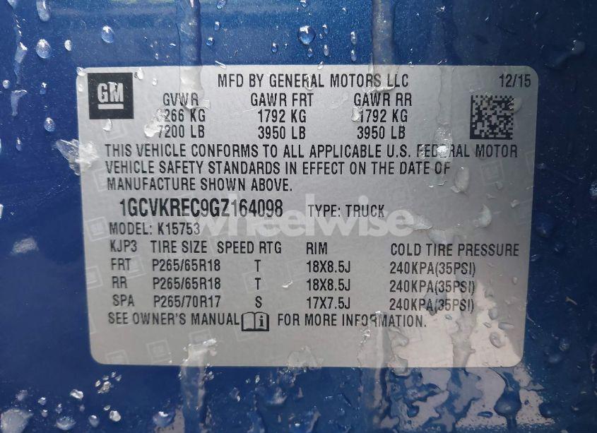 Photo 9 of 2016 Chevrolet Silverado 1500 1LT (VIN 1GCVKREC9GZ164098)