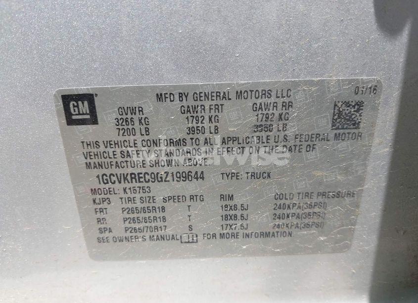 Photo 9 of 2016 Chevrolet Silverado 1500 2LT (VIN 1GCVKREC9GZ199644)