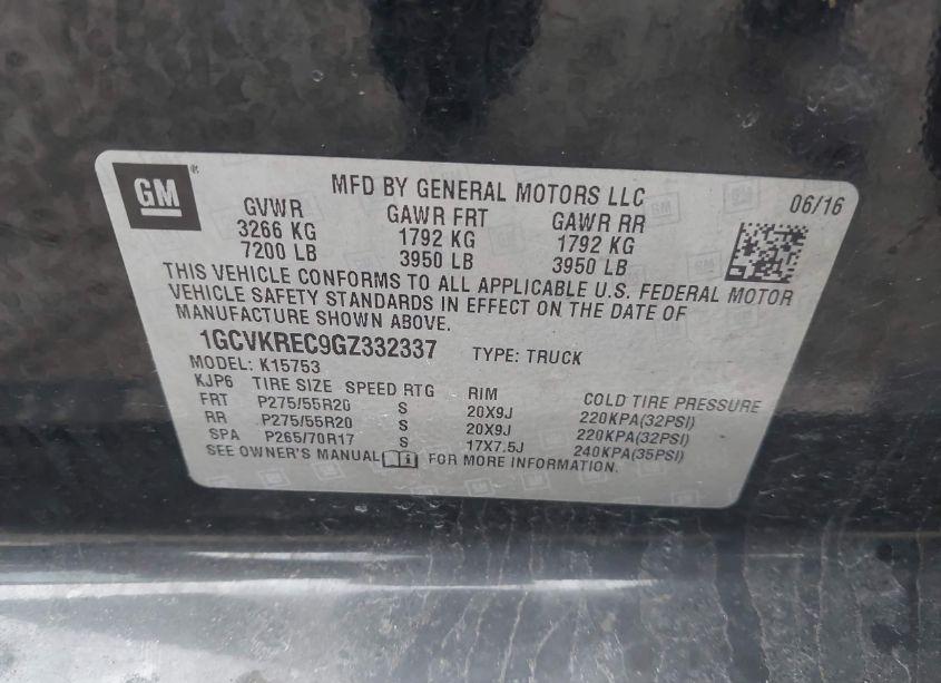 Photo 9 of 2016 Chevrolet Silverado 1500 2LT (VIN 1GCVKREC9GZ332337)