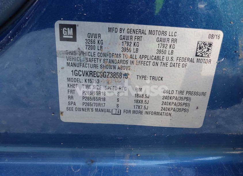 Photo 9 of 2016 Chevrolet Silverado 1500 2LT (VIN 1GCVKREC9GZ385815)