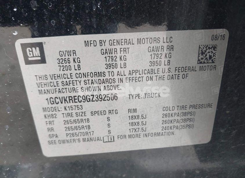 Photo 9 of 2016 Chevrolet Silverado 1500 2LT (VIN 1GCVKREC9GZ392506)