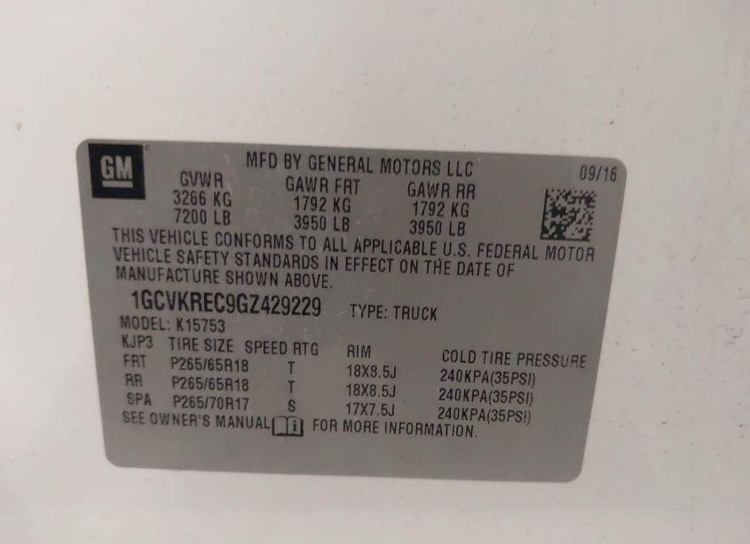 Photo 9 of 2016 Chevrolet Silverado 1500 2LT (VIN 1GCVKREC9GZ429229)