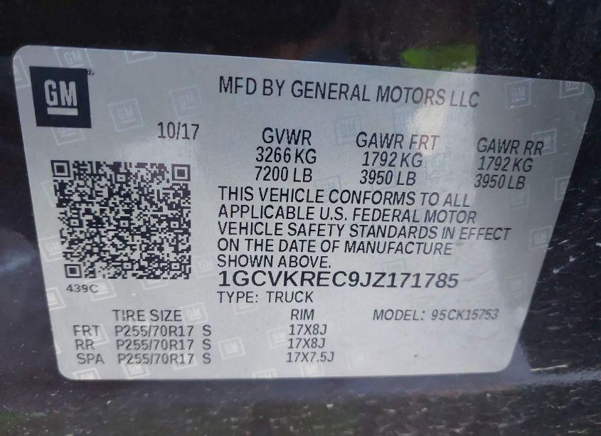 Photo 9 of 2018 Chevrolet Silverado 1500 1LT (VIN 1GCVKREC9JZ171785)