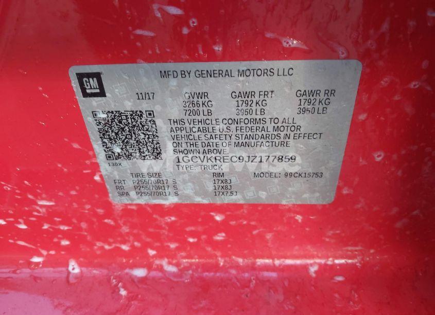 Photo 9 of 2018 Chevrolet Silverado 1500 1LT (VIN 1GCVKREC9JZ177859)