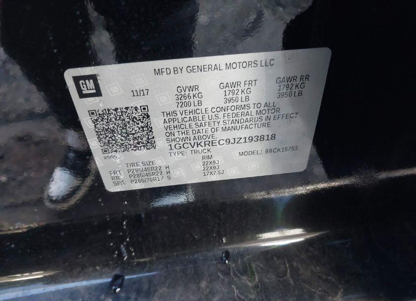 Photo 9 of 2018 Chevrolet Silverado 1500 2LT (VIN 1GCVKREC9JZ193818)