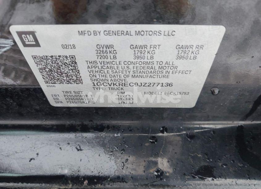 Photo 9 of 2018 Chevrolet Silverado 1500 2LT (VIN 1GCVKREC9JZ277136)