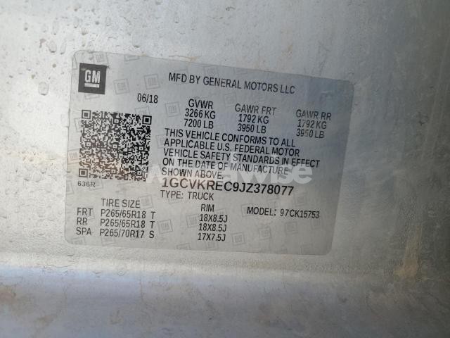 Photo 10 of 2018 CHEVROLET SILVERADO K1500 LT N/A (VIN 1GCVKREC9JZ378077)
