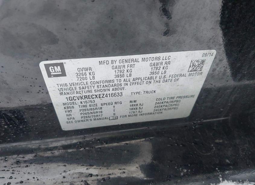 Photo 9 of 2014 Chevrolet Silverado 1500 2LT (VIN 1GCVKRECXEZ416633)