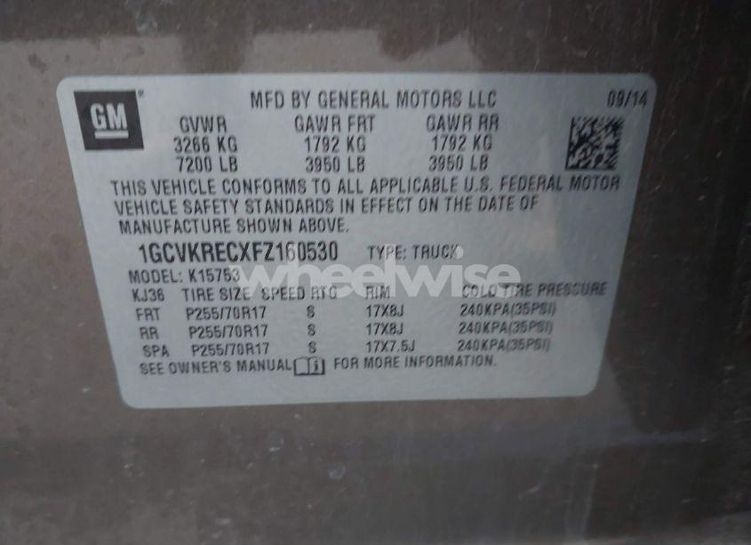 Photo 9 of 2015 Chevrolet Silverado 1500 1LT (VIN 1GCVKRECXFZ160530)