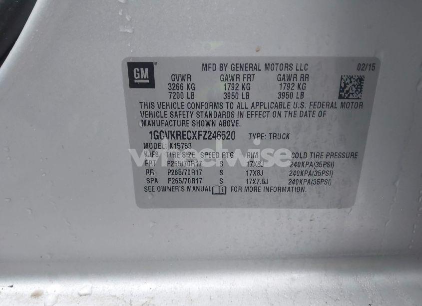 Photo 9 of 2015 Chevrolet Silverado 1500 1LT (VIN 1GCVKRECXFZ246520)