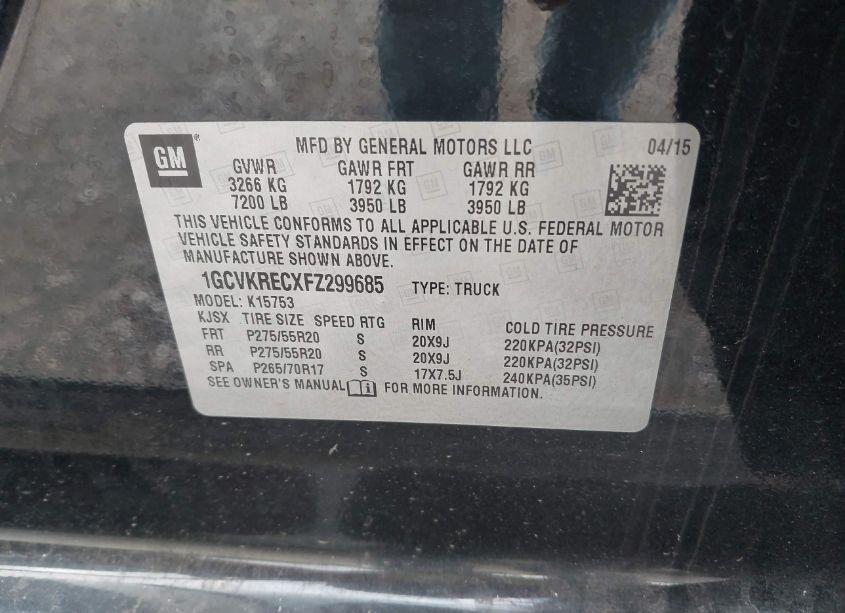 Photo 9 of 2015 Chevrolet Silverado 1500 1LT (VIN 1GCVKRECXFZ299685)