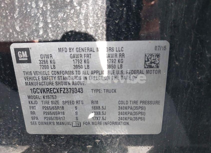 Photo 9 of 2015 Chevrolet Silverado 1500 1LT (VIN 1GCVKRECXFZ379343)